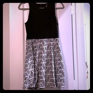 Aqua sparkly black and white dress
